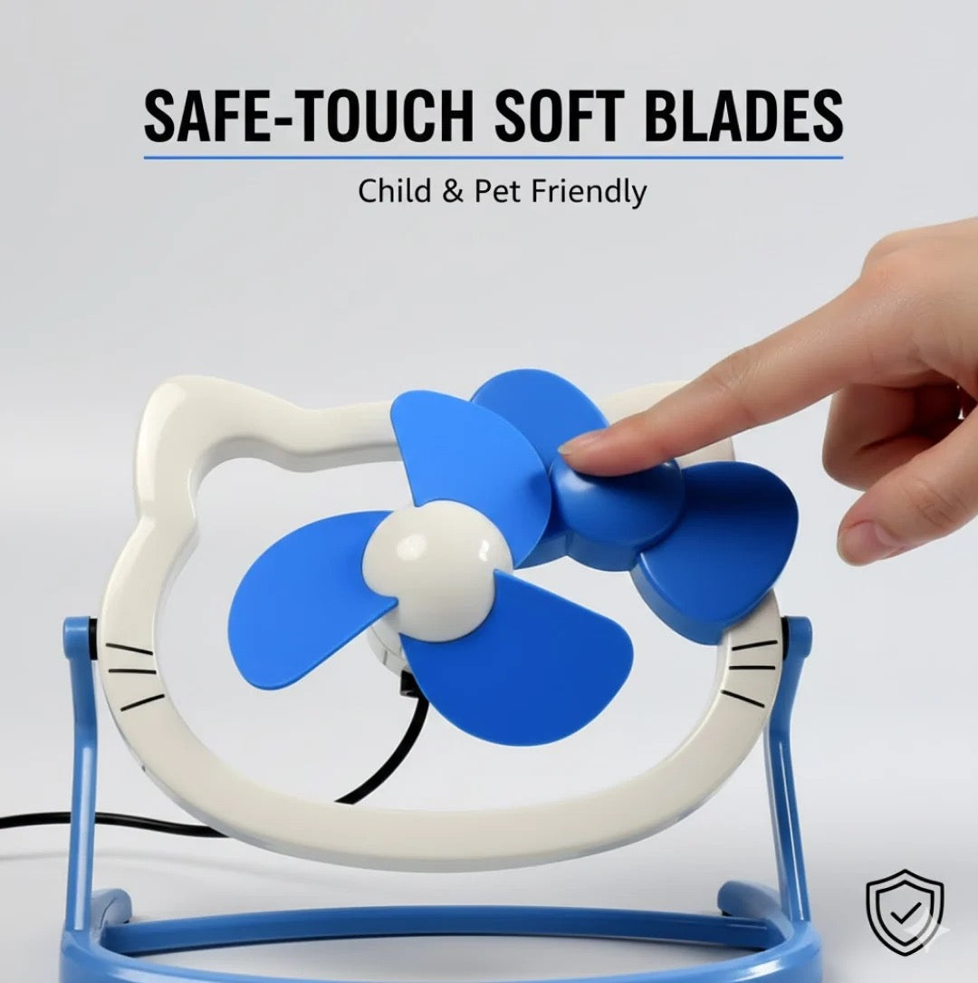 HELLO KITTY! MINI PORTABLE FAN [WHITE, BLUE]
